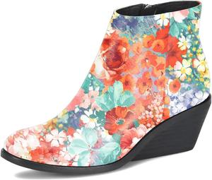 Женские классические ботильоны Pazzion с закрытым носком, боковой молнией и массивным низким каблуком для женщин, для офиса, свиданий и вечеринок, размер 4-16 US, Flowers