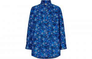 Футболка Marni женская оверсайз с длинным рукавом и цветочным принтом, синяя UNIQLO, лейк блю