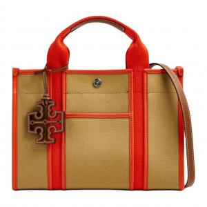 TORY BURCH Сумка-шоппер из коровьей кожи Женская маленькая сумка через плечо кроссбоди цвет хаки красно-оранжевый