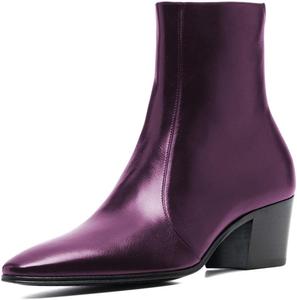 Женские закрытые ботильоны с зауженным носком, на молнии, с низким массивным каблуком, модная обувь для холодной погоды, повседневная, размеры 4-16 US Wo wagas, Purple
