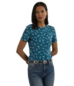 Футболка Lauren Ralph Lauren Floral Stretch Cotton Crewneck Tee, Indigo Multi