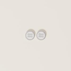 Серьги из металла с эмалью MIU MIU, белый