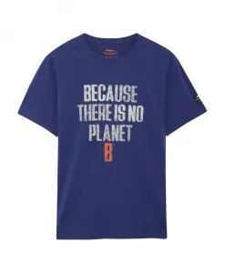 Фиолетовая хлопковая футболка с короткими рукавами и принтом на передней части. Ecoalf, фиолетовый