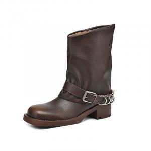 YIKEFEI Женские замшевые полусапожки на каблуке 5 см, цвет Brown Fleece-Lined