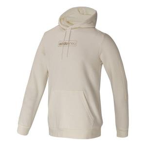 Толстовка Men's adidas neo Fav Dec Hdy Logo Printing Sports Fleece Lined Jade White, мультиколор