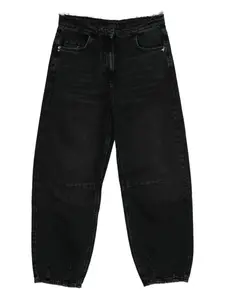 Джинсы-баллоны с потертостями на талии Patrizia Pepe, черный