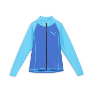 Детская футболка-рашгард Puma для плавания с длинными рукавами и застежкой-молнией, размеры 120-160 см.
