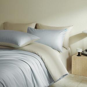 MIDO HOUSE Комплект постельного белья, 4 предмета, простыня на резинке 150 см, для кровати 200x230 см, 60 г, цвет ледниковая синь с ярко-зеленым