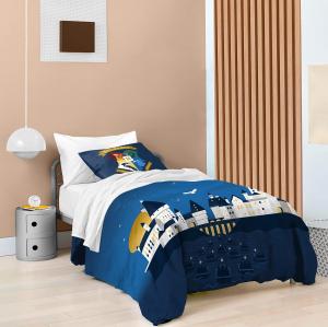 Комплект постельного белья Saturday Park Harry Potter Exploring Hogwarts (полный/королевский размер), пододеяльник и наволочки - 3 предмета, 100% органический хлопок - сертифицировано GOTS и Oeko-TEX (официальный продукт Harry Potter), синий