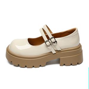 ZHR Мэри Джейн на платформе 5,5 см женские бежевые глянцевые, цвет Beige-Shiny