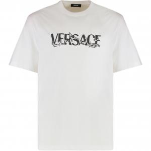 Футболка с логотипом Barocco Silhouhette Versace, белый