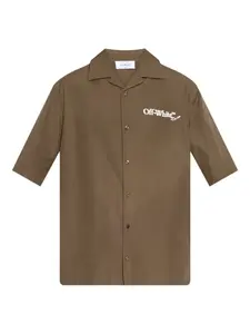 Рубашка с короткими рукавами и принтом-логотипом OFF-WHITE, коричневый