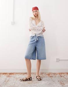 Восстановленная винтажная кружевная ковбойская блузка белого цвета Reclaimed Vintage