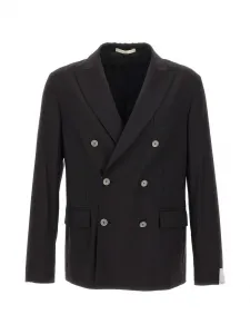 Двубортный пиджак с клапанами на карманах Paolo Pecora, черный