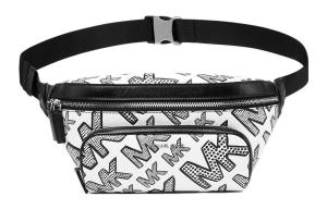 Футболка с наплечным ремнем, поясная сумка Трампетс мужская бело-голубая MICHAEL KORS