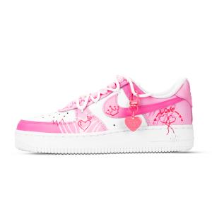 Nike Кроссовки для скейтбординга Air Force 1 Love Crown, устойчивые к истиранию, розовые, белые, унисекс