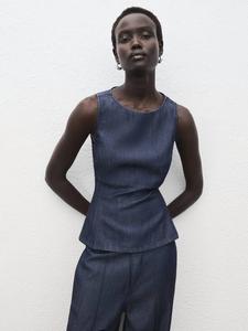 Топ без рукавов Lua из денима Mango, Dark Blue