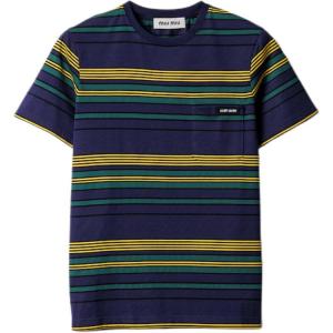 Miu Miu Женская футболка бирюзового цвета с круглым вырезом, умеренно прямой крой