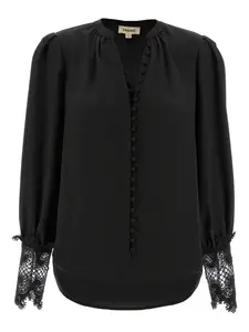 Рубашка Ava с кружевной отделкой L'Agence, черный