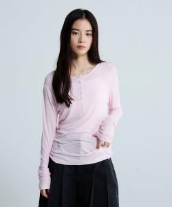 Полупрозрачная ребристая футболка-поло с длинным рукавом Jeanasis, цвет Pink(23)