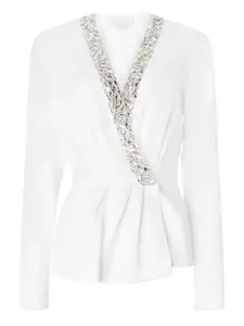 Блузка-халат, украшенная кристаллами Genny, белый