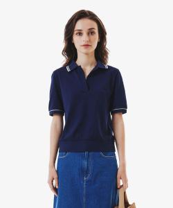 рубашка-поло с воротником-стойкой