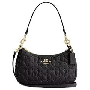 COACH Терри гладкая кожаная сумка через плечо средний размер женская черная