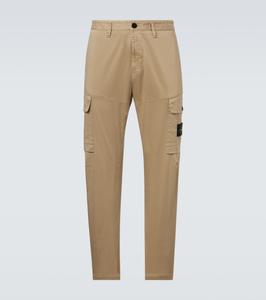 Логотип хлопковые сатиновые карго-брюки Stone Island, Biscuit
