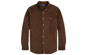 Поло пони льняная рубашка Polo Ralph Lauren, темно-коричневый