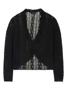 Свитер с V-образным вырезом и бахромой Alanui, черный