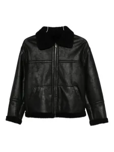 Кожаная куртка с воротником из овчины Salvatore Santoro, черный