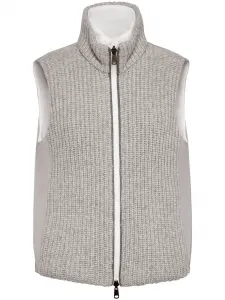 Дутый жилет со вставкой в рубчик Brunello Cucinelli, серый