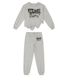 Комплект из хлопкового трикотажа и спортивных штанов Moschino Kids, Melange Grey