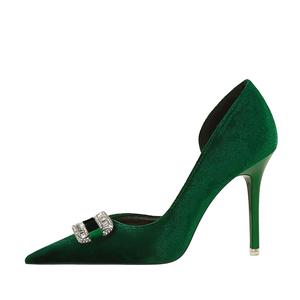 QITUMAUL Стройные каблуки на высоком каблуке женские - зеленый [Высота каблука 10 см], цвет Green[Heel Height 10cm]
