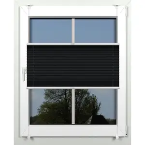 Жалюзи Plissee simple защита от света без сверления, закрепляемая с помощью крепежных зажимов, по размеру Indeko, черный