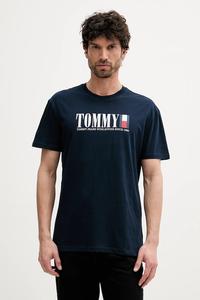 Хлопковая футболка Tommy Jeans, темно-синий