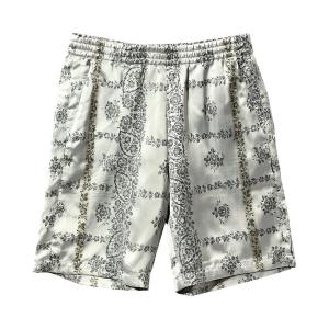 Баскетбольные шорты из атласа с цветочным узором Needles, цвет Off White