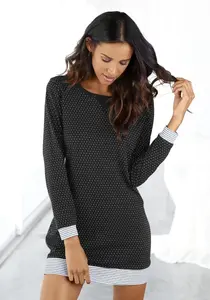 Ночная рубашка Vivance Dreams в горошек и полоску, цвет Schwarz-Gepunktet