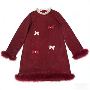 Детское платье с круглым вырезом, миди PROTECTCAMEL, red