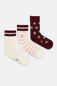 Детские носки 3 пары Tommy Hilfiger, бордовый