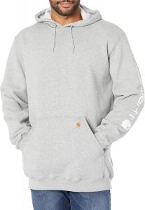 Carhartt мужская толстовка с логотипом на рукаве, свободный крой, средней плотности, распродажа, Heather Gray