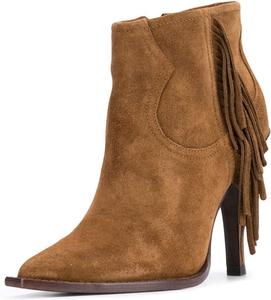 Женские модные ботильоны FOWT с однотонной замшей, боковыми кисточками, заостренным носком, высоким каблуком-стилето, короткие сапожки на молнии, теплые, для офиса, вечеринок и улицы, размер 4-15 M US, Brown