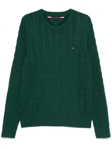 Свитер фактурной вязки с круглым вырезом Tommy Hilfiger, зеленый