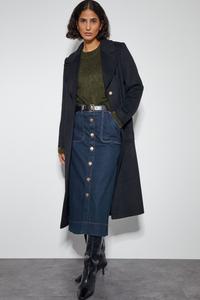 Джинсовая юбка миди на пуговицах Bree Monsoon, синий