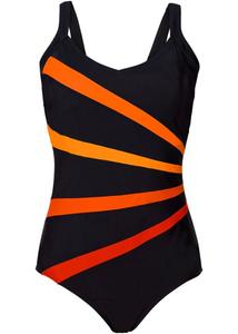 Купальник женский Bpc Bonprix Collection слитный с полосками, черный