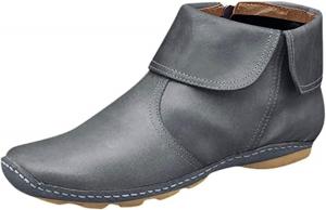 Женские ботильоны с поддержкой свода стопы, боковой молнией, винтажные кожаные, амортизирующие, на плоском каблуке Generic, Grey