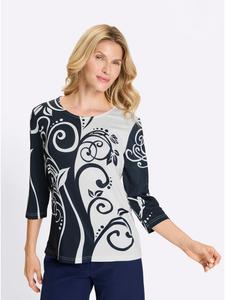 Рубашка с рукавами 3/4 с принтом экрю и темно-синим цветом Sieh an!