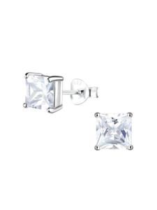 Alexander York Серьги-гвоздики 6 мм, одиночный цирконий в оправе из серебра 925 пробы, комплект из 2 штук