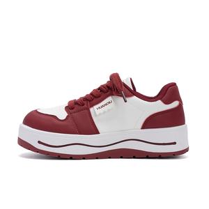 HUANQIU Синтетические кожаные легкие низкие скейтерские кроссовки для женщин, увеличивающие рост, цвет Burgundy