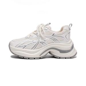 Дышащие легкие низкие кроссовки для увеличения роста, женские WOOS BOBO, Pearl White